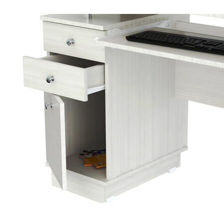 Inval Computer WorkCentre w/Hutch 59.45 in. W Washed Oak Rectangular 2 -Drawer CC-5901